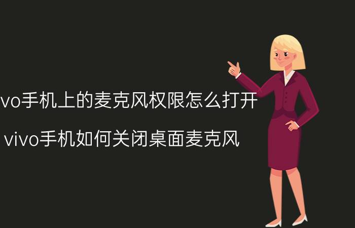 vivo手机上的麦克风权限怎么打开 vivo手机如何关闭桌面麦克风？